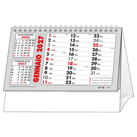 Calendario spiralato da tavolo 2027 Basic 19×14 cm – rosso/nero – conf. 100 pezzi – 27-TV223011