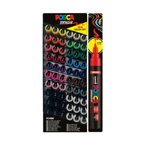 Espositore 60 marcatori con punta a pennello Posca Brush in colori assortiti - M PC5BR 5D