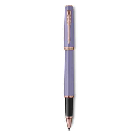 Penna roller Parker Meridian Lilla – finiture oro rosa – punta F – inchiostro nero – confezione regalo Lilla GT