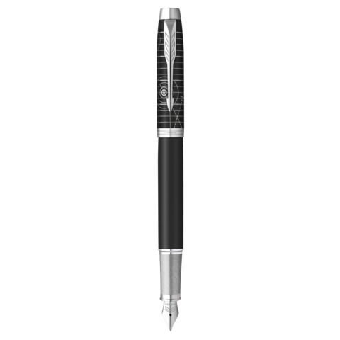 Penna stilografica Parker IM Legacy of Flight – nera e cromata – punta F – pennino in acciaio inox – inchiostro blu
