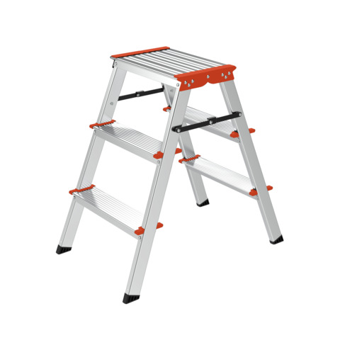 Sgabello doppio Gierre Doublestep in alluminio 2 gradini + piano 0,40xH.0,66 m – BD210