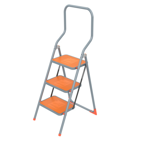 Sgabello in acciaio Gierre Sgabby Plus con parapetto alto a 3 gradini 0,48xH.1,42 m – B0130