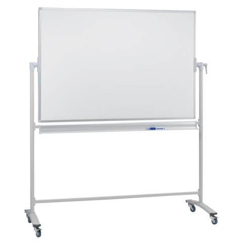 Lavagna bianca magnetica girevole mobile in acciaio Franken 150×100 cm STC202