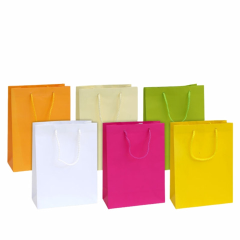 Shopper Florio Carta Color 22x10x29 cm con maniglia in corda – colori opachi assortiti – conf. 12 pezzi – 73891