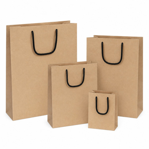 Shopper Kraft Avana Florio Carta con manico in corda nero – 30x12x40 cm – 56948