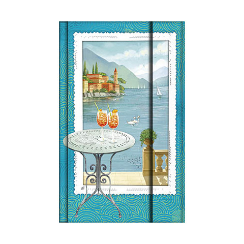 Taccuino Da Vinci 9×14 cm con dettagli metal e chiusura magnetica – 80 pagine senza grafica – Panorama Lago
