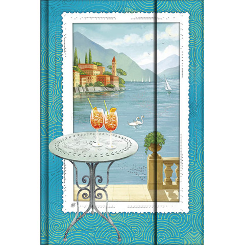Taccuino Da Vinci 14×21 cm con dettagli metal e chiusura magnetica – 80 pagine senza grafica – Panorama Lago