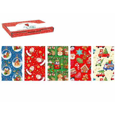 Carta regalo Kartos linea Natale Santa Claus – 100×140 cm – conf. da 50 fogli in soggetti assortiti – 18800