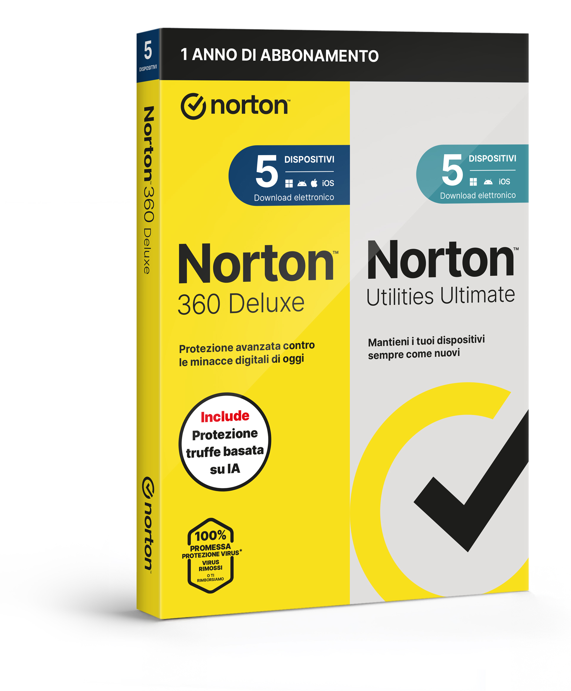 NORTON 360 DELUXE 2026 -ANTITRUFFA- 5 DISPOSITIVI 12 MESI 50GB + UTILITIES ULTIMATE – IT BOX