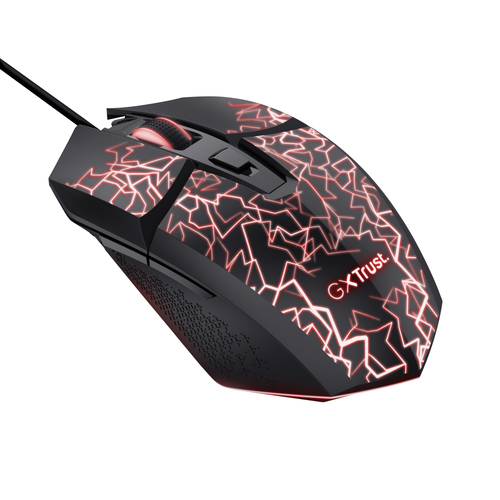 TRUST MOUSE GAMING ILLUMINATO CABLATO 6.400DPI – 6 PULSANTI PROGRAMMABILI – GXT113 FELOX – NERO