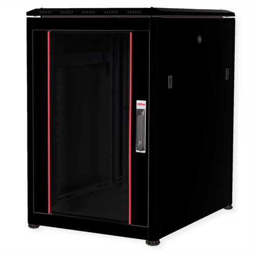 ROLINE 19 CABINET NETWORK PRO 16U, 600×800 (WxD), PORTA IN VETRO, NERO