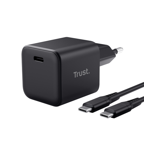TRUST ALIMENTATORE/CARICABATTERIA 65W ULRTACOMPATTO USB-C GAN – CAVO RICARICA INCLUSO – PLASTICA RIC