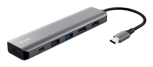 TRUST ADATTATORE DOCKING STATION MULTIPORT 6 IN 1 , 2 HDMI 4K, 1 USB-C, 1 USB-C PD, 2 USB-A 3.2, DAL