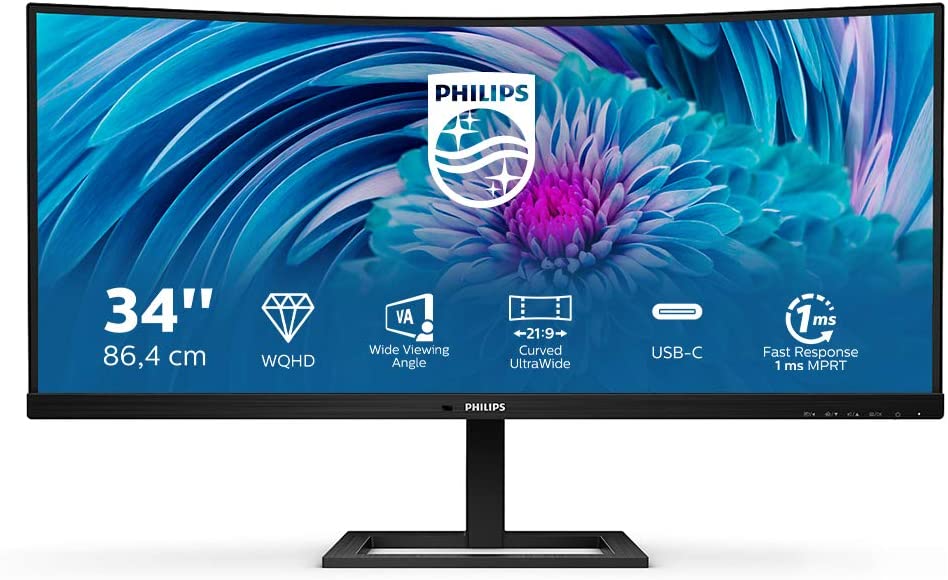 PHILIPS MONITOR CURVO 34 LED VA 21:9 3440×1440 1MS 350 CDM, USB-C, ALTEZZA, DP/HDMI, MULTIMEDIALE