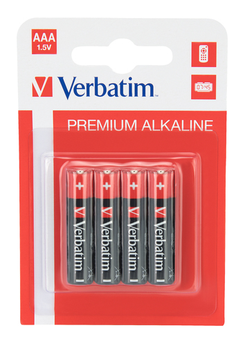 VERBATIM ALKALINE BATTERY AAA 4-PACK (HANGCARD)