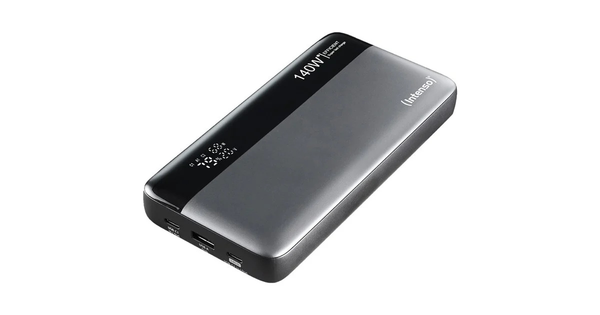 INTENSO POWER BANK HE25000  140 W, CARICA FINO 3 DISPOSITIVI, GRIGIO NERO
