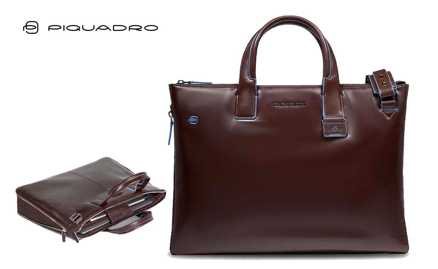 BORSA PORTA COMPUTER E IPAD IN PELLE PIQUADRO