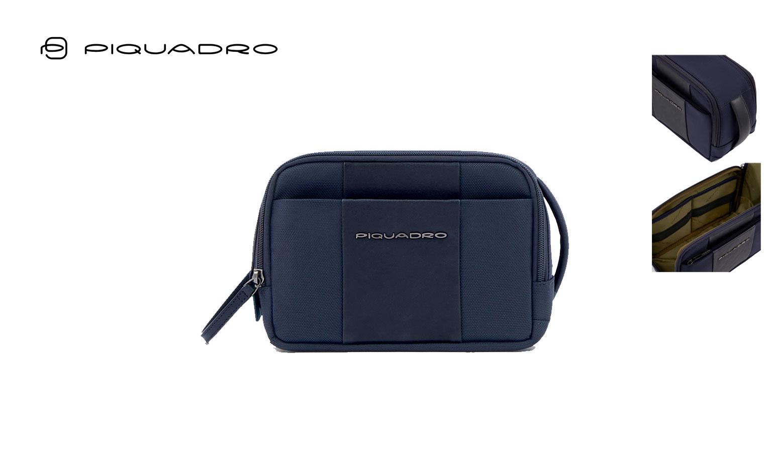 BEAUTY CASE UOMO INTESSUTO RICICLATO E PELLE PIQUADRO