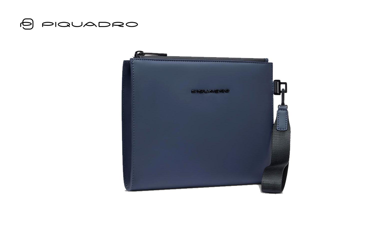 POCHETTE PIATTA IN TESSUTO GOMMATO PIQUADRO