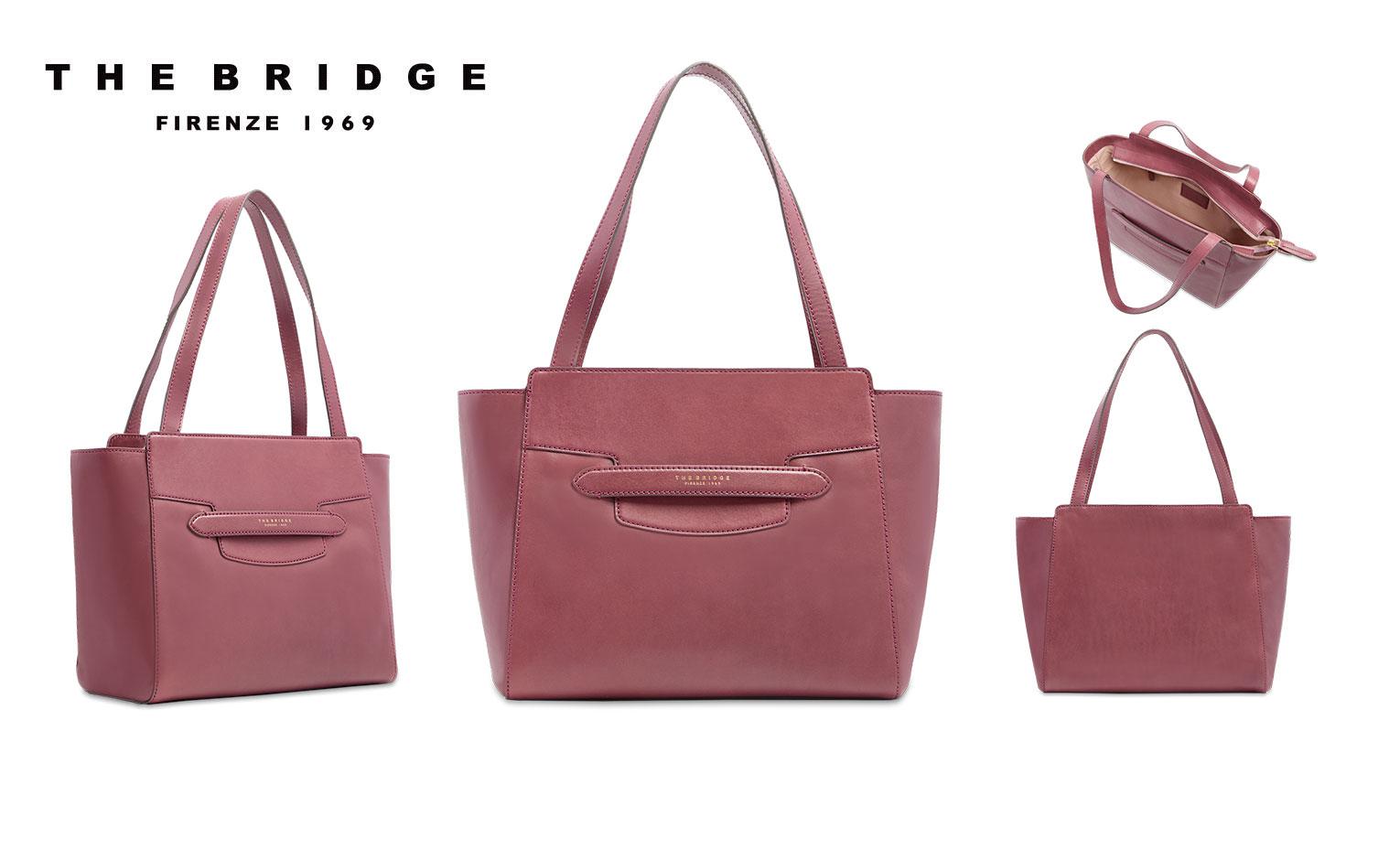 BORSA DONNA IN PELLE BOVINA ROSA ORCHIDEA THE BRIDGE