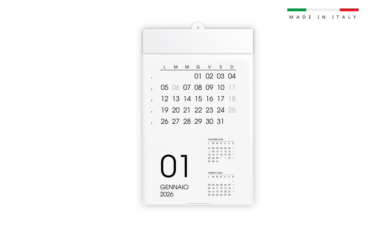 Calendario da parete BLACK & WHITE mensile 12 fogli