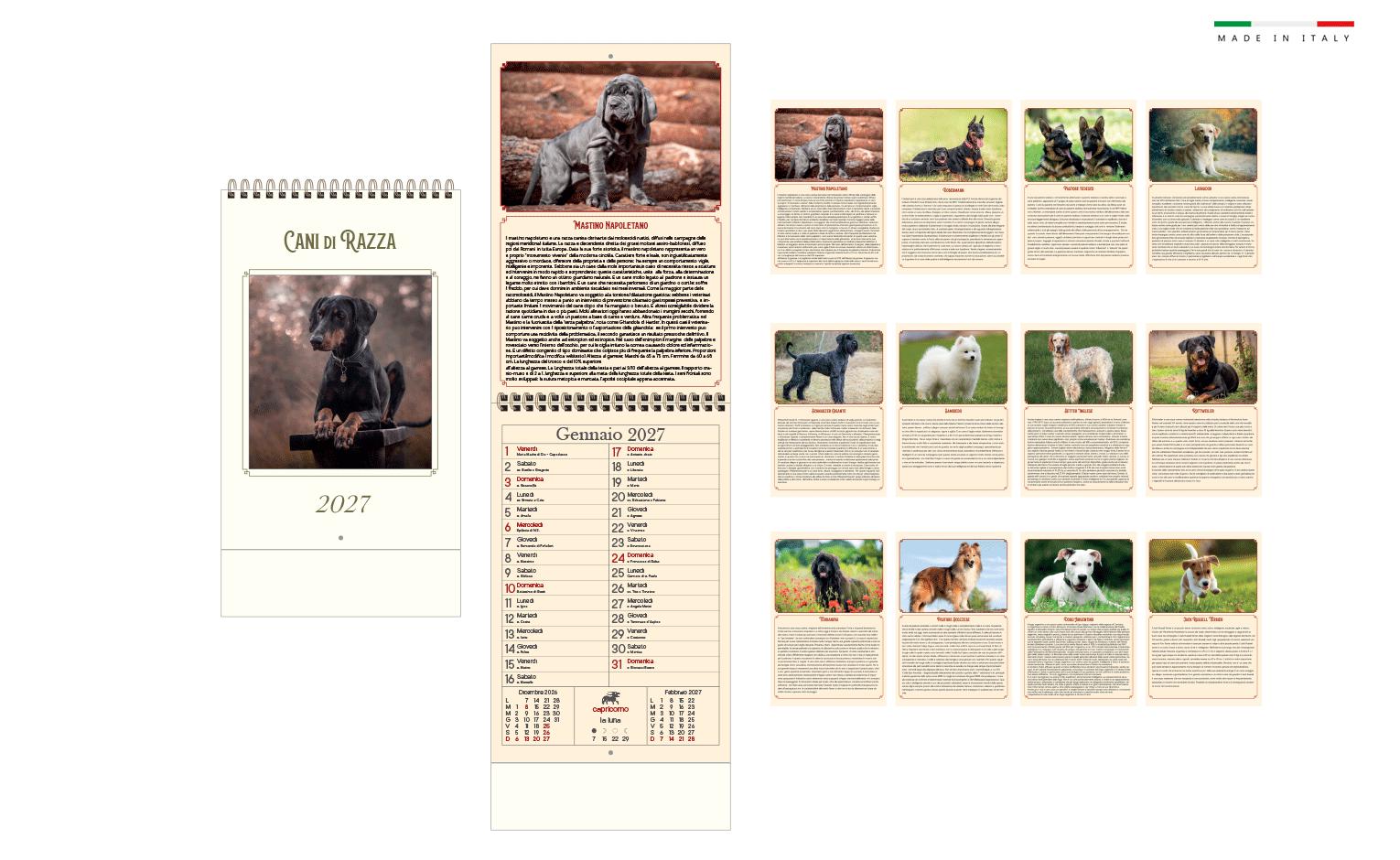 CALENDARIO MENSILE SPIRALATO CANI DI RAZZA