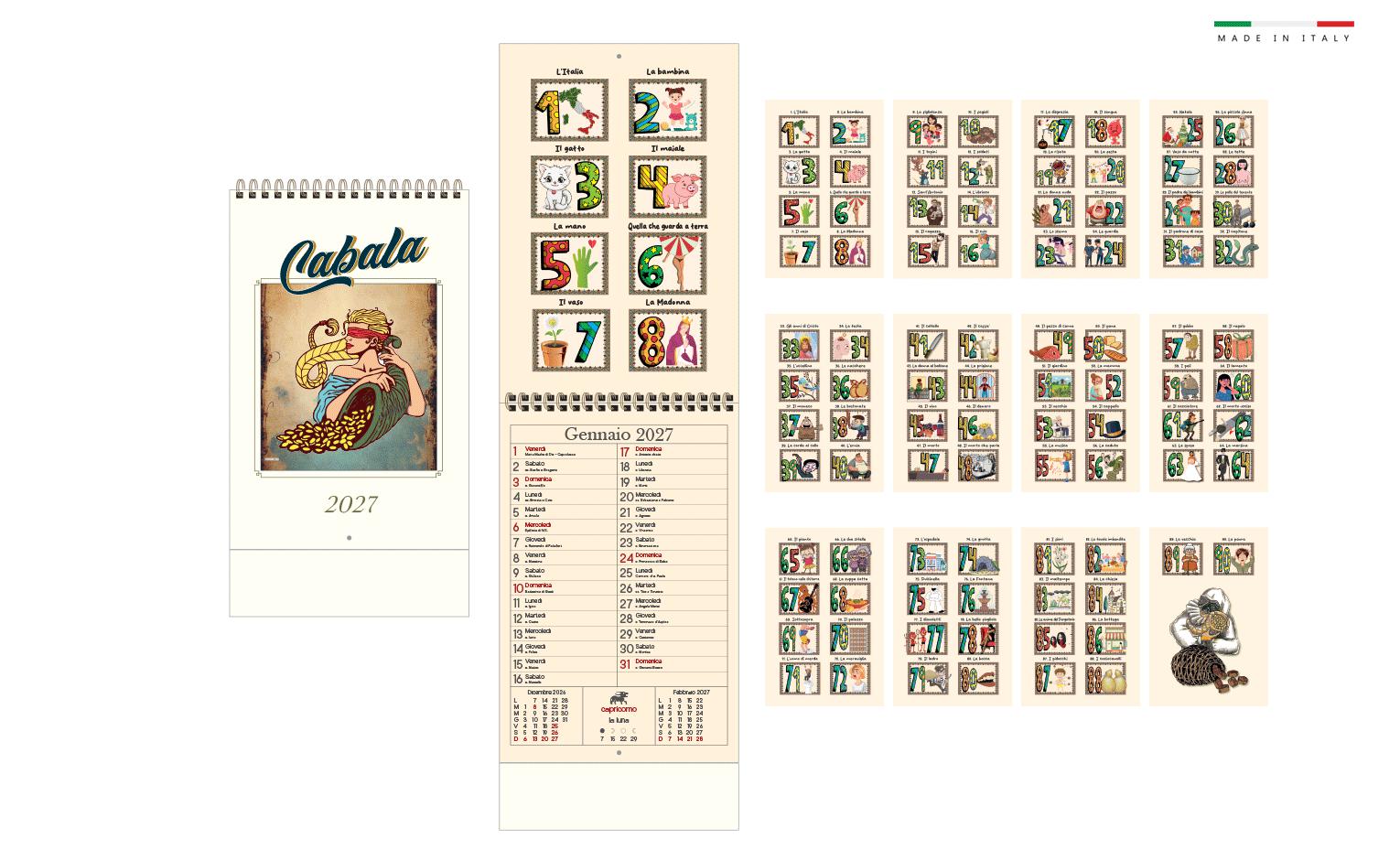 CALENDARIO DA PARETE MENSILE SPIRALATO CABALA