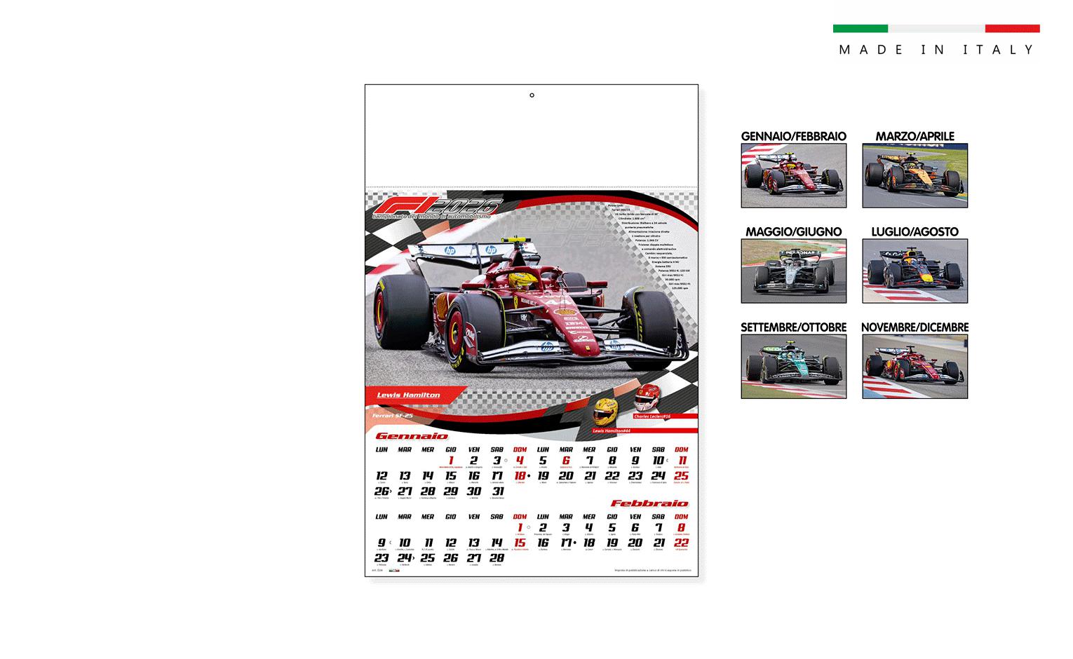 CALENDARIO FORMULA UNO BIMESTRALE 6 FOGLI 33×48,8