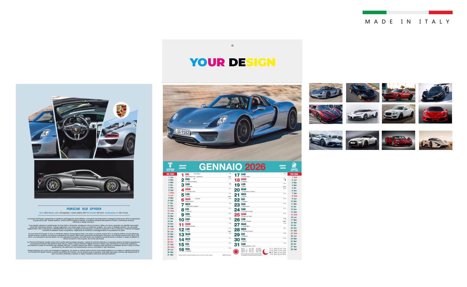 Calendario MOTORI mensile 12 fogli 28,8×47