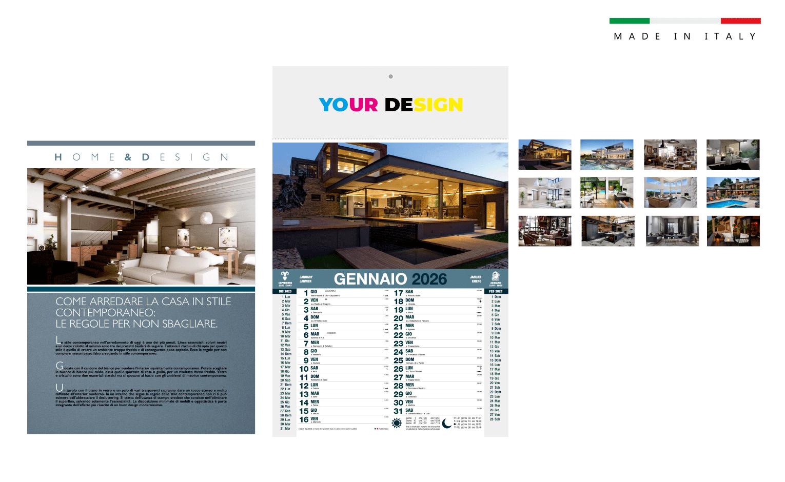 Calendario HOME DESIGN mensile 12 fogli 28,8×47