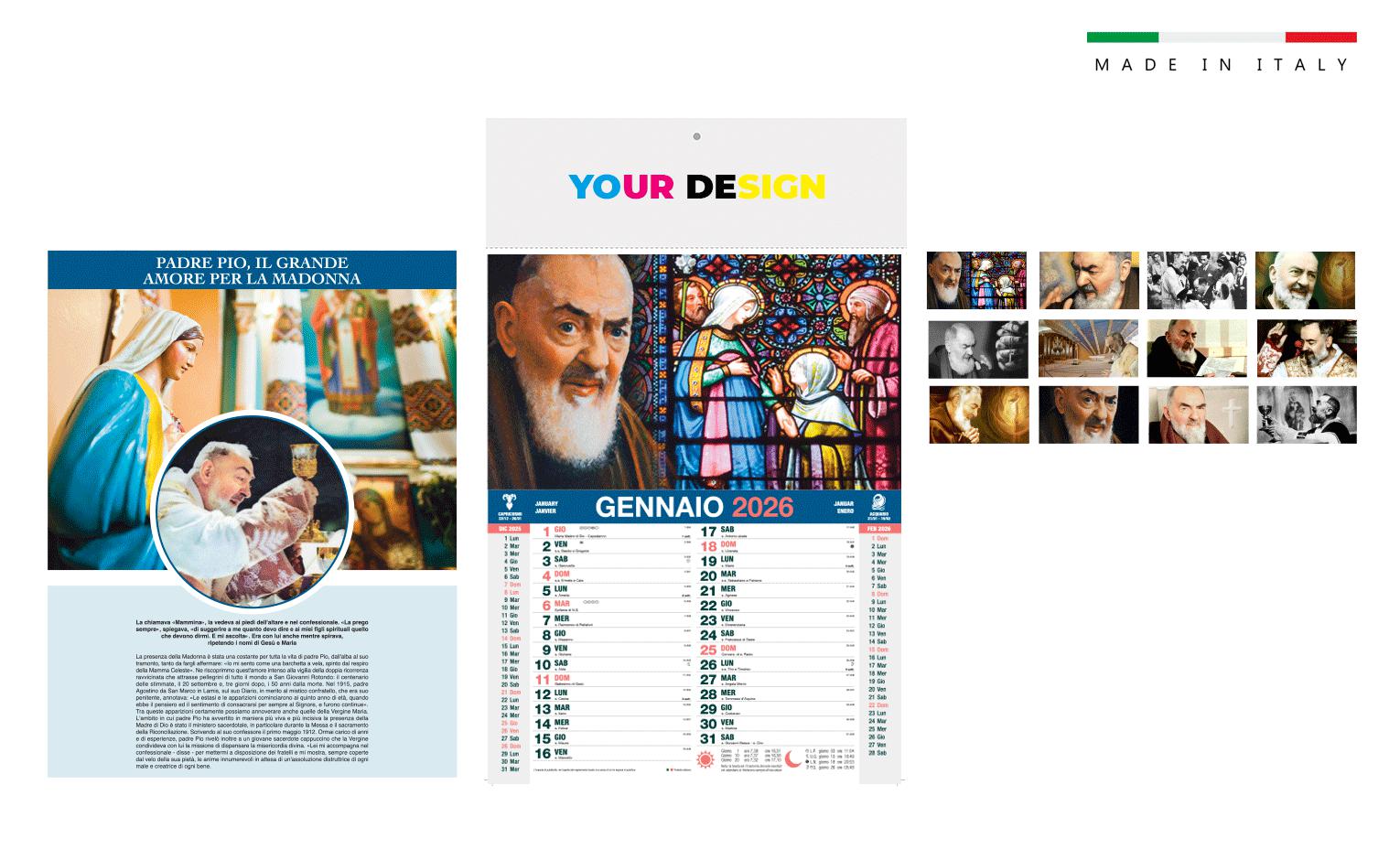 Calendario SAN PIO mensile 12 fogli 28,8×47