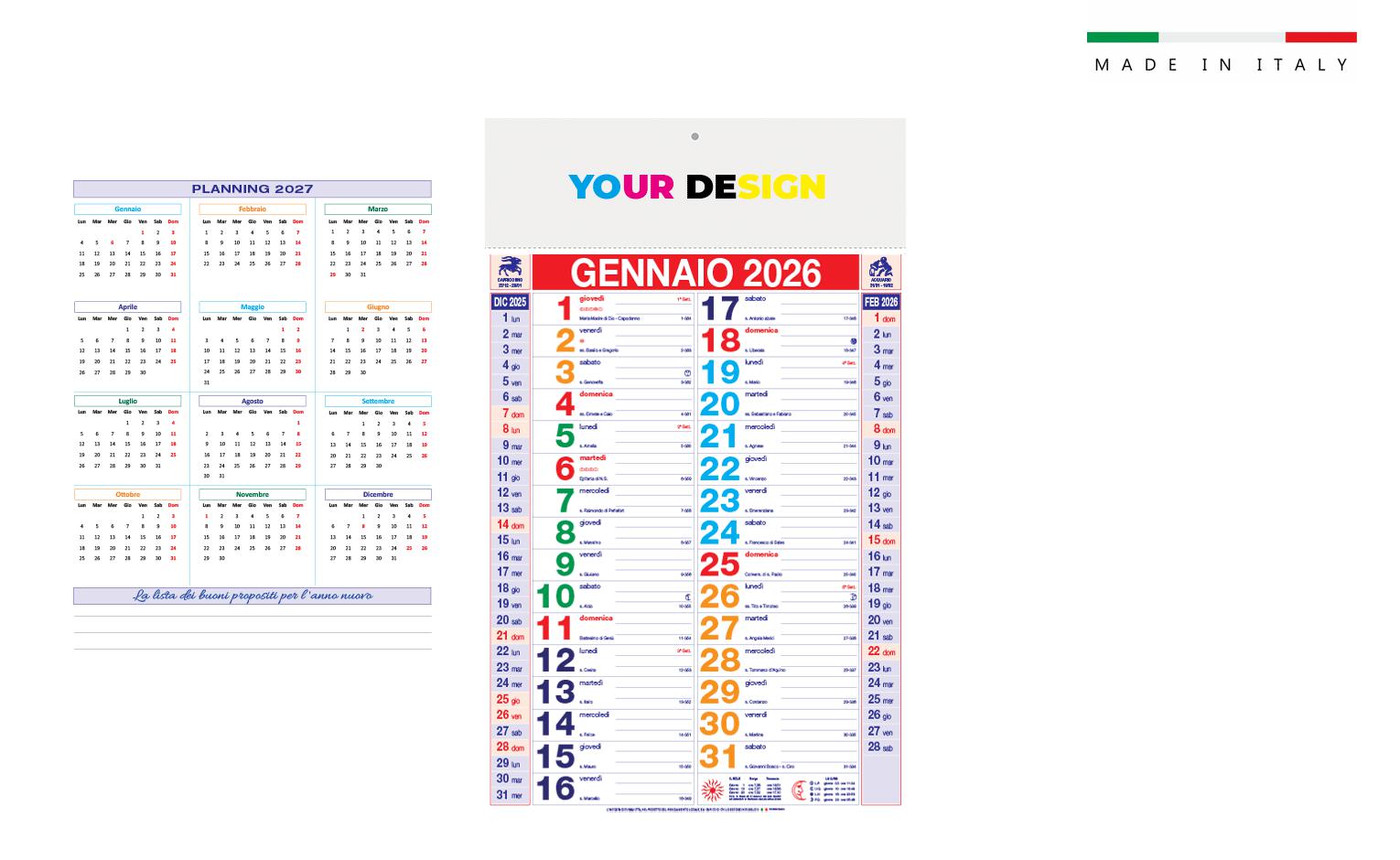 Calendario mensile OLANDESE STAND.MULTICOLOR 12 fogli