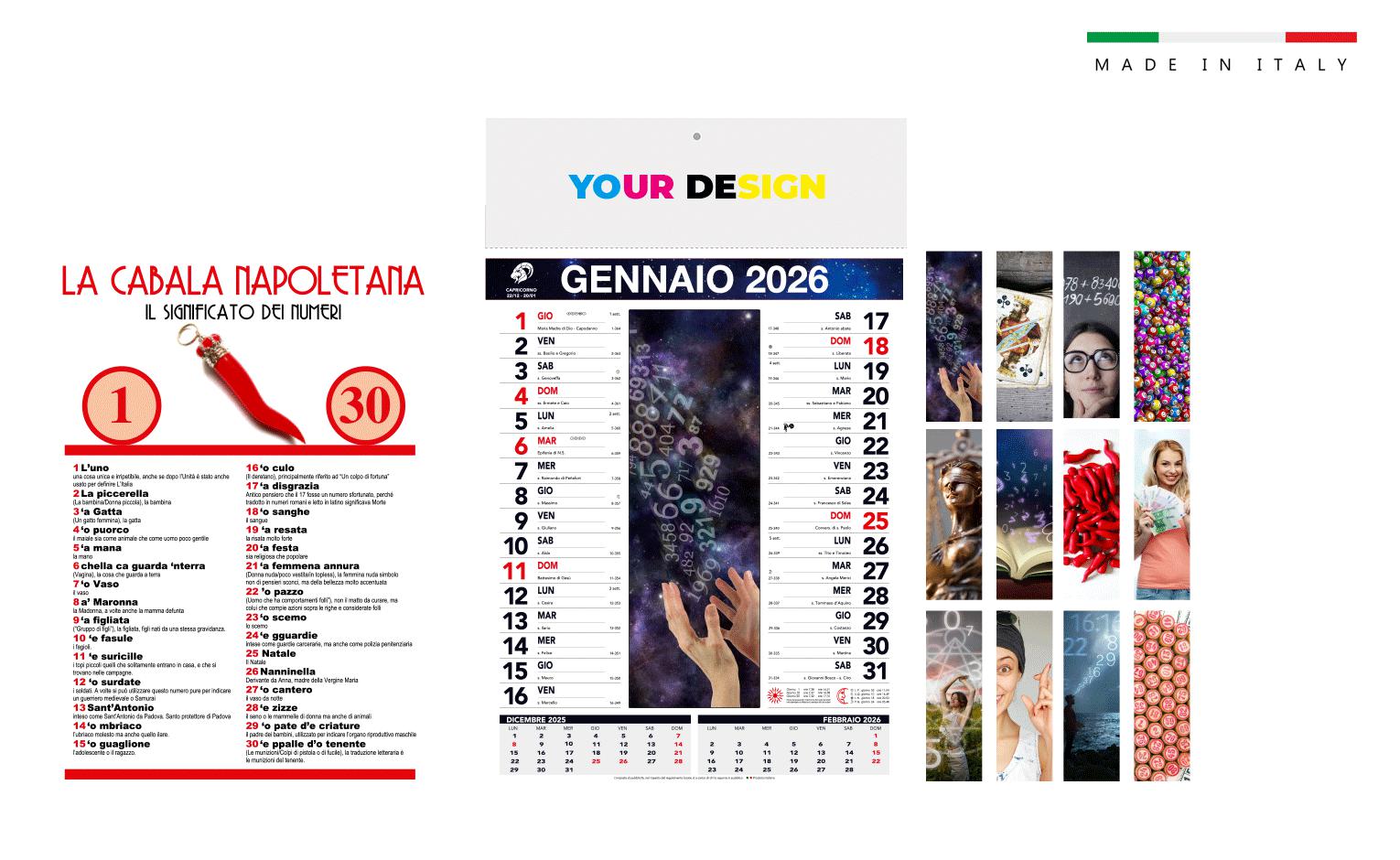 Calendario CABALA mensile 12 fogli 28,8×47