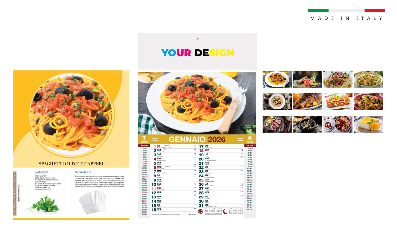 Calendario CUCINA mensile 12 fogli 28,8×47
