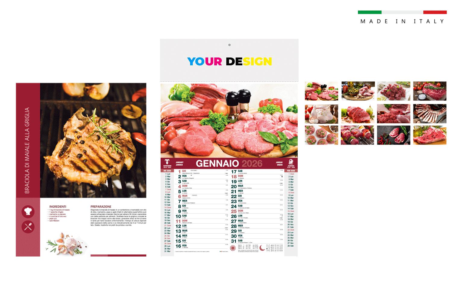 Calendario CARNE INTAVOLA mensile 12 fogli 28,8×47