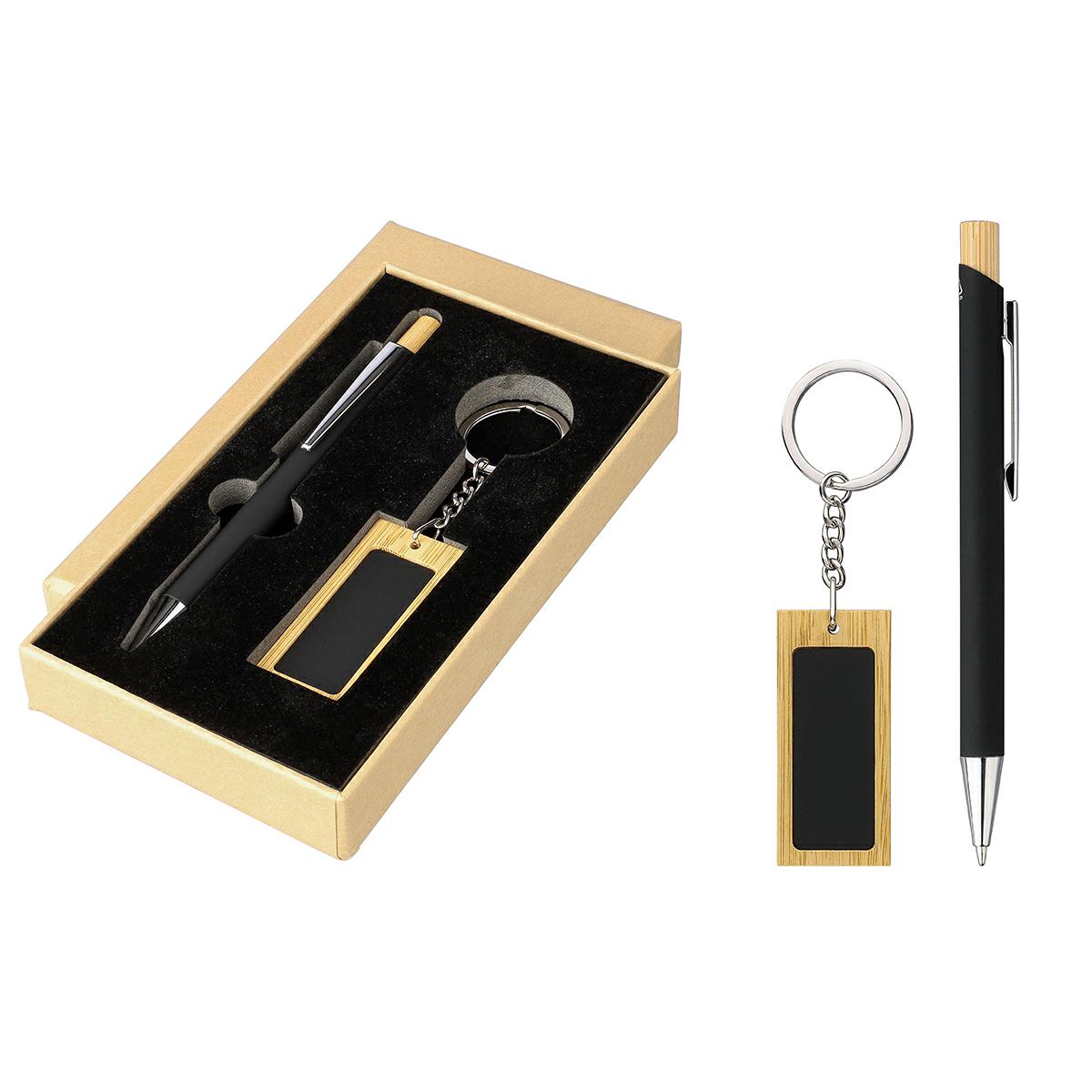 SET REGALO PENNA E PORTACHIAVI IN ALLUMINIO E BAMBOO ZARA