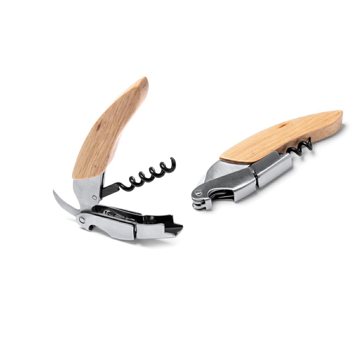 APRIBOTTIGLIE CAVATAPPI IN ACCIAIO INOX E LEGNO