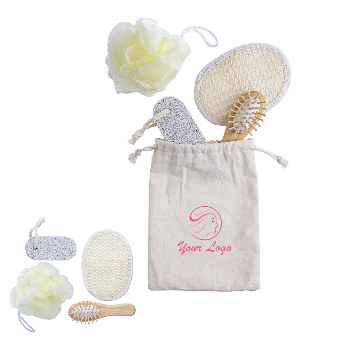 SET DA BAGNO 4 PEZZI IN SACCHETTO DI COTONE