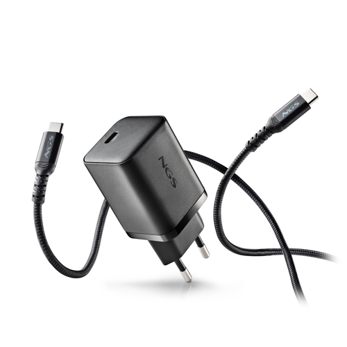 NGS BUD 65W-L: Pack caricatore da parete GaN USB-C da 65W + cavo USB-C da 1,5 m + 5 connettori per n