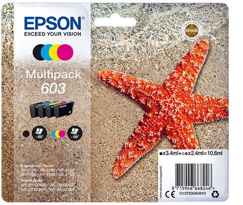 EPSON CARTUCCIA 603 MULTIPACK INKJET STELLA MARINA 4 COLORI