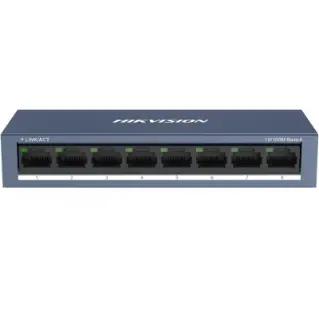 SWITCH HIKVISION 10/100 CASE METALLICO – SOHO 8 10/100M RJ45 PORTS, DESKTOP STEEL CASE UNMANAGED