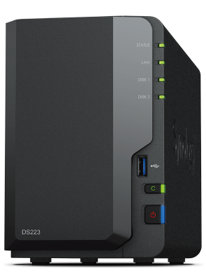 SYNOLOGY NAS TOWER 2BAY 2.5/3.5 HDD SATA CPU Realtek RTD1619B + 2Gb Ram DDR4 + 1x Gigabit + x3 USB