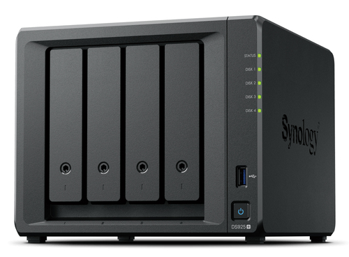 SYNOLOGY NAS DS925+ X 4HD/SSD 3.5/2.5SATA-NO HD-AMD RYZEN V1500B–DDR4 4GB-2P GIGA-2P USB-1P