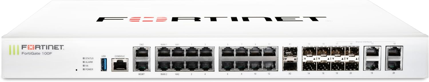 FORTIGATE-100F 22 PORTE GE RJ45 (INCLUSE 2 PORTE WAN, 1 P. DMZ, 1 P. DI MGMT, 2 P. HA, 16 P. SWITCH