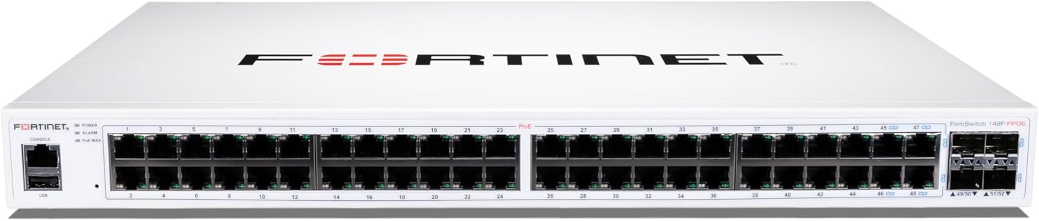FORTISWITCH-148F-POE SWITCH L2+ MAN. CON 48 P. GE + 4 P. SFP+ POWER BUDGET FINO A 370W