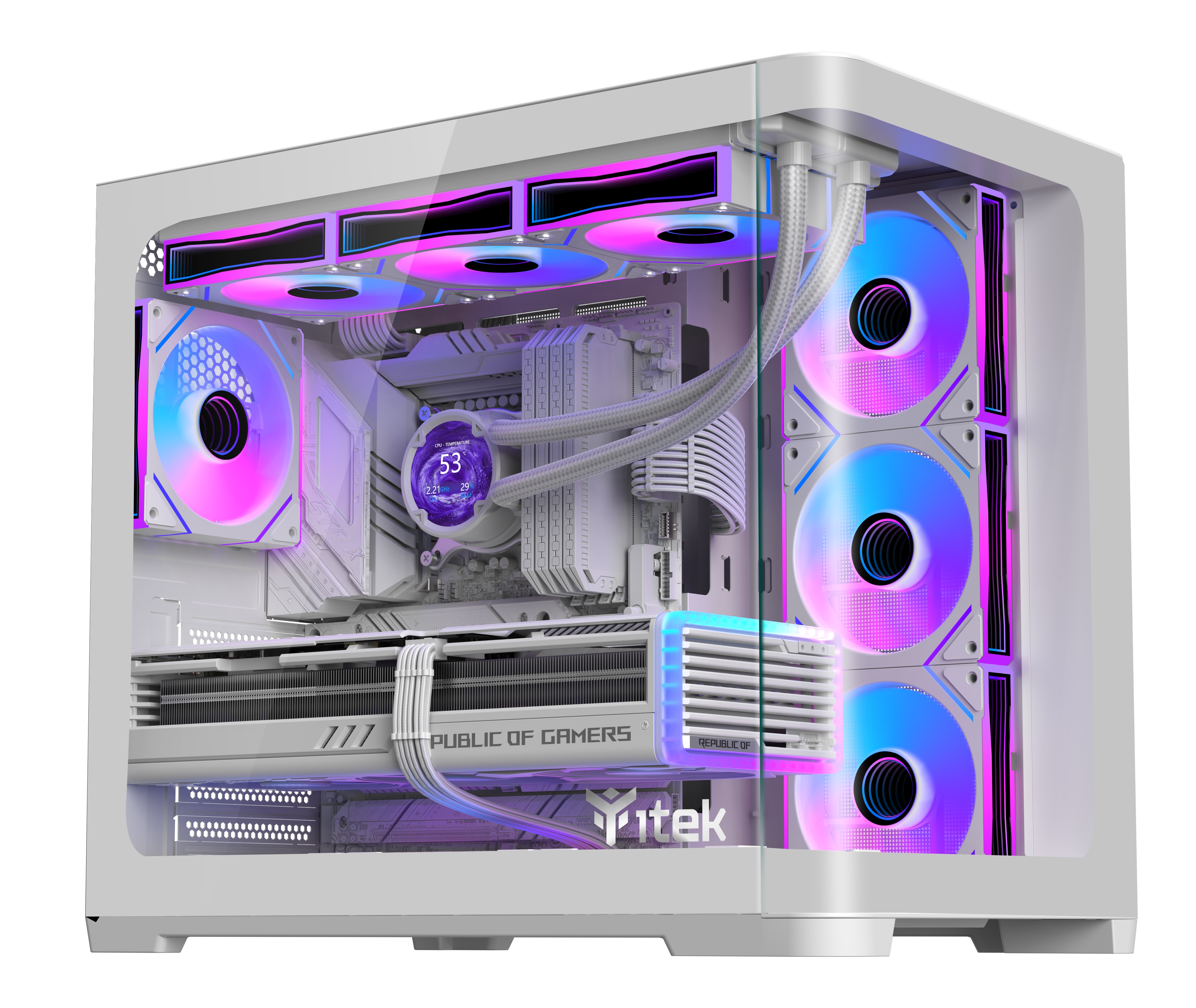 ITEK CASE DARK CAVE CURVED, GAMING TOWER, ATX, 4X12CM  ARGB FAN, 2XUSB3, TYPE-C, CURVED TEMP GLASS S