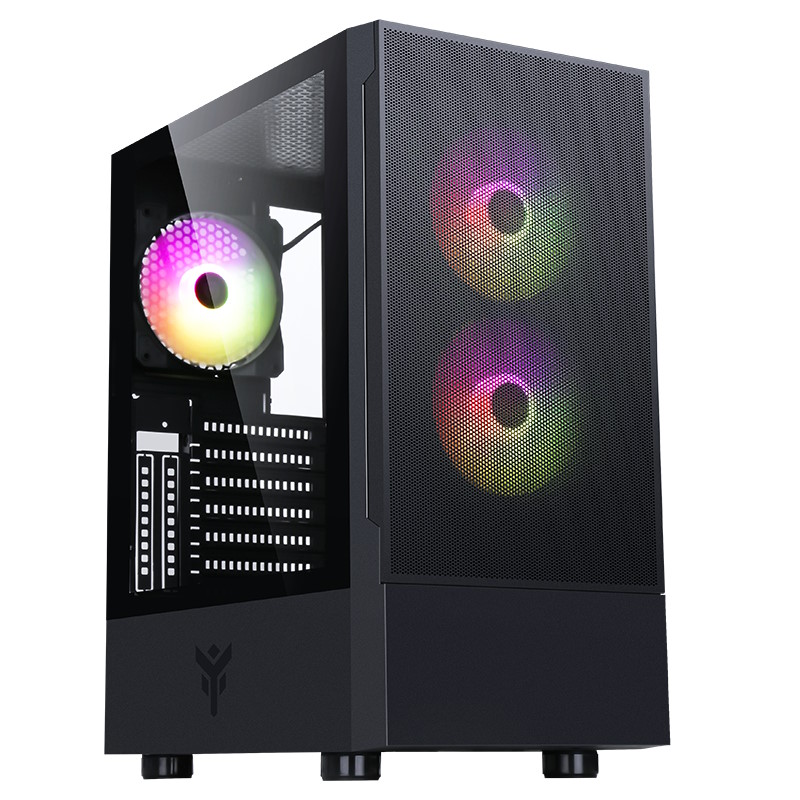 ITEK CASE SIISBE 3.0 – GAMING MIDDLE TOWER, 3X12CM ARGB FAN, USB3, SIDE PANEL TEMP GLASS WITH HINGE