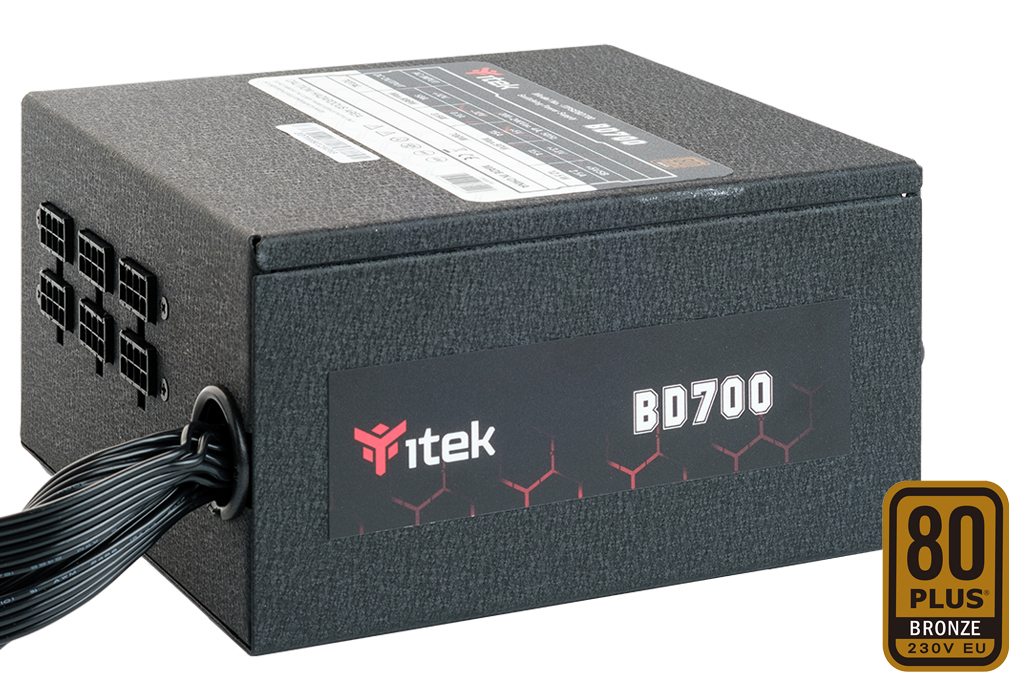 ITEK ALIMENTATORE BD700 – 700W, 80PLUS BRONZE, PFC ATTIVO, VENTOLA HDB 12CM, DC TO DC, SEMI MODULARE