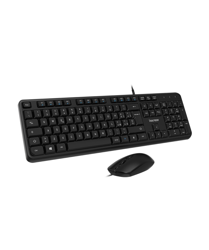 VULTECH TASTIERA E MOUSE BUNDLE, CON FILO USB, 2000DPI