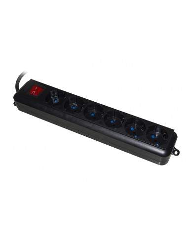 LINK MULTIPRESA 6 PRESE UNIVERSALI ITA/SCHUKO 10/16 A – SPINA 16 A CON INTERRUTTORE NERA